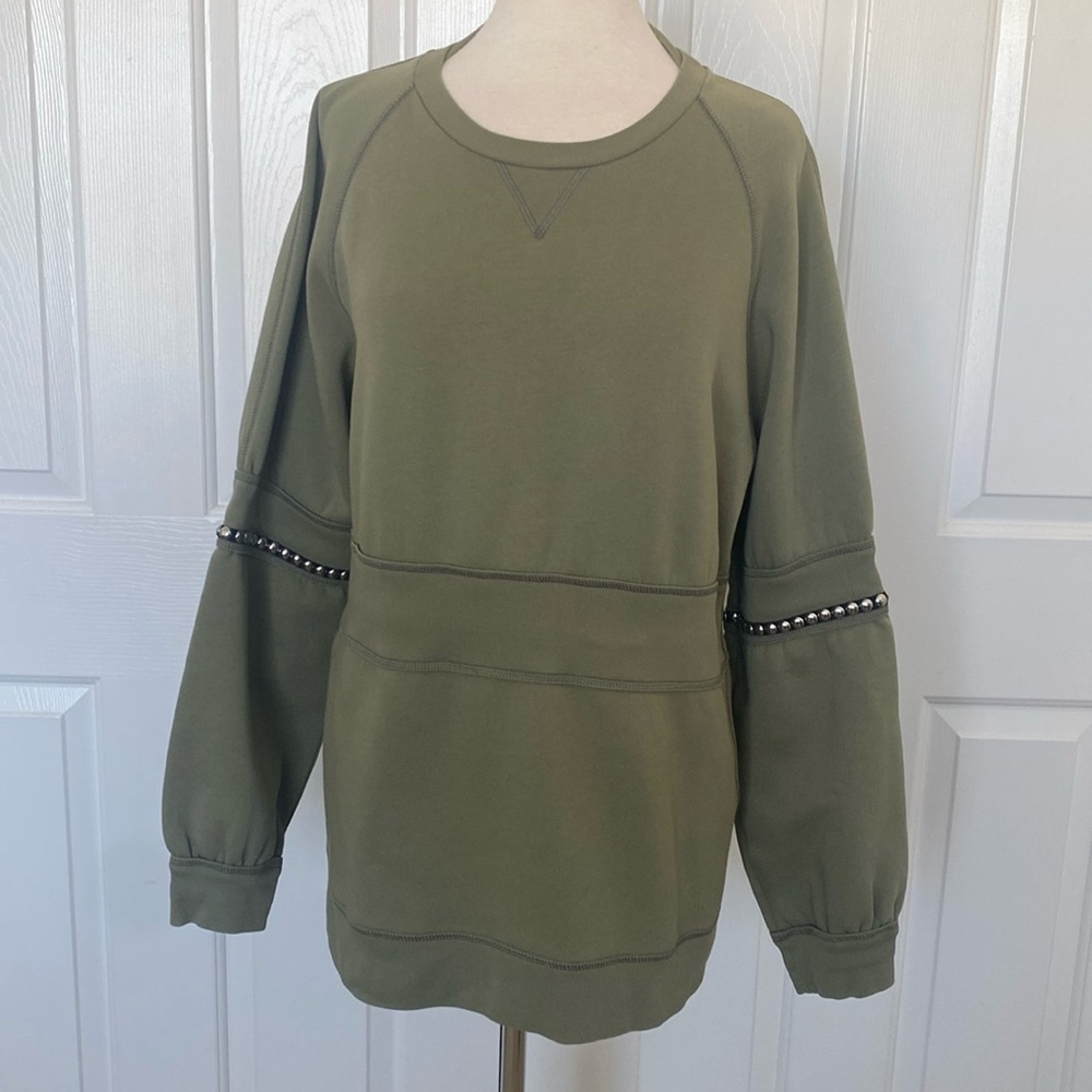 Burberry Studded Balloon Sleeve Cotton Blend Sweatershirt Size L Made in Italy - Picture 4 of 11
